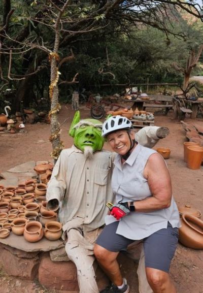 Barbara Sutherland  Cycling on the  tour with redspokes